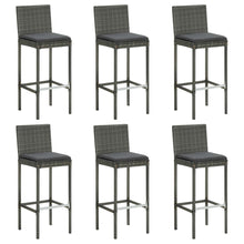 Barkrukken 6 St Met Kussens Poly Rattan Grijs
