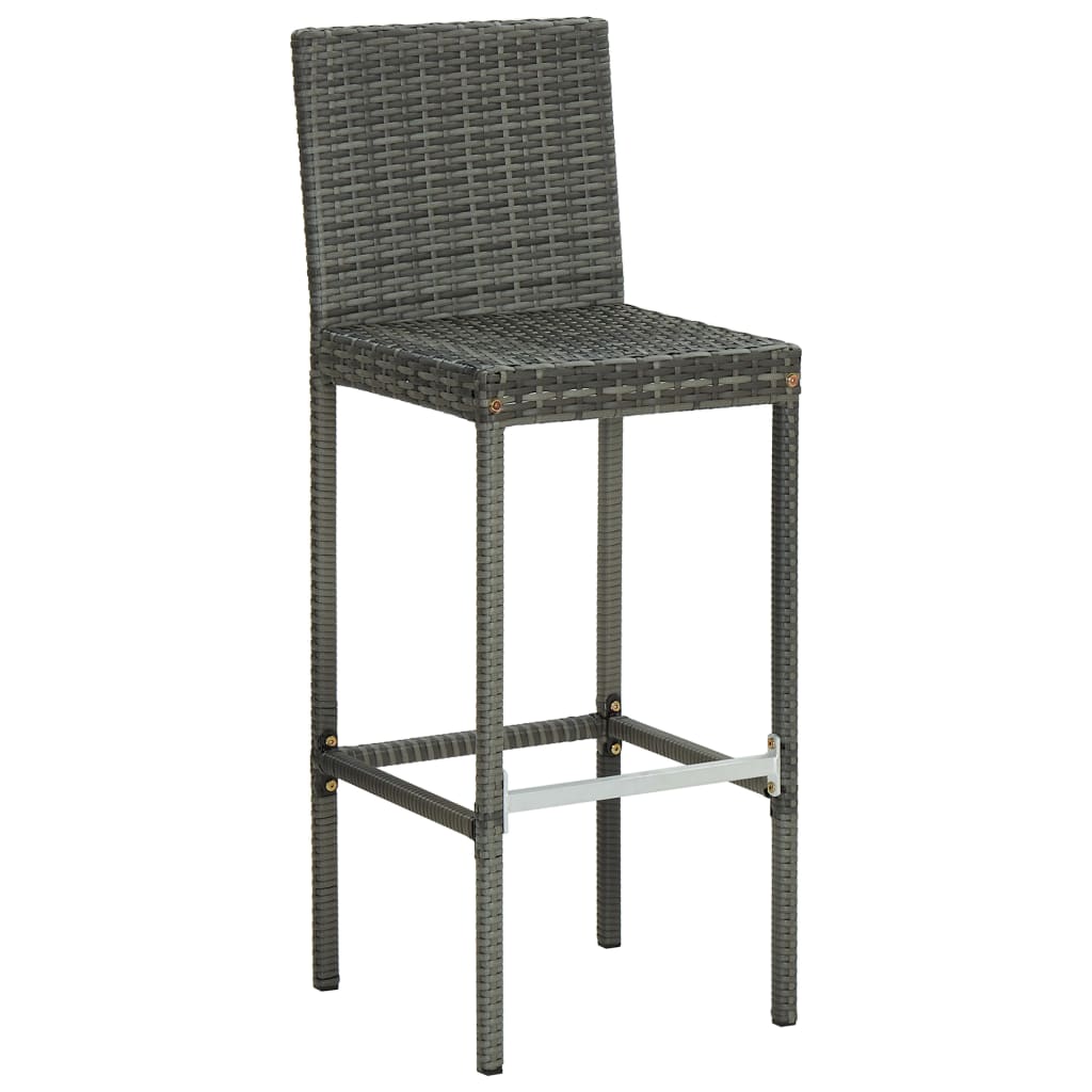 Barkrukken 6 St Met Kussens Poly Rattan Grijs