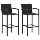 Barkrukken 2 stuks poly rattan zwart