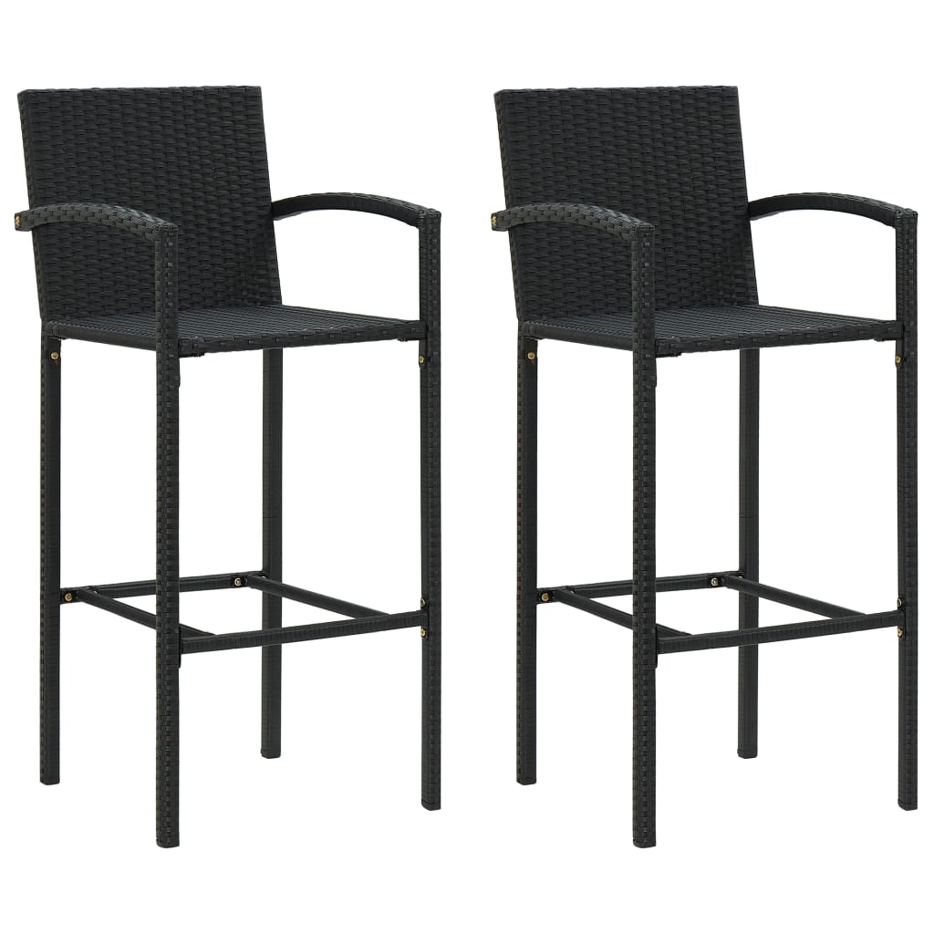 Barkrukken 2 st poly rattan zwart
