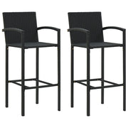 Barkrukken 2 stuks poly rattan zwart