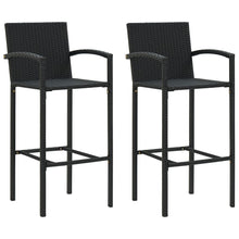 Barkrukken 2 st poly rattan zwart