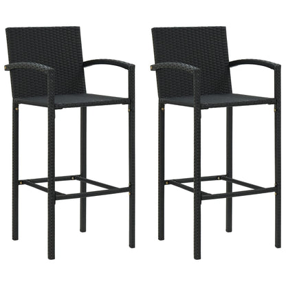 Barkrukken 2 st poly rattan zwart
