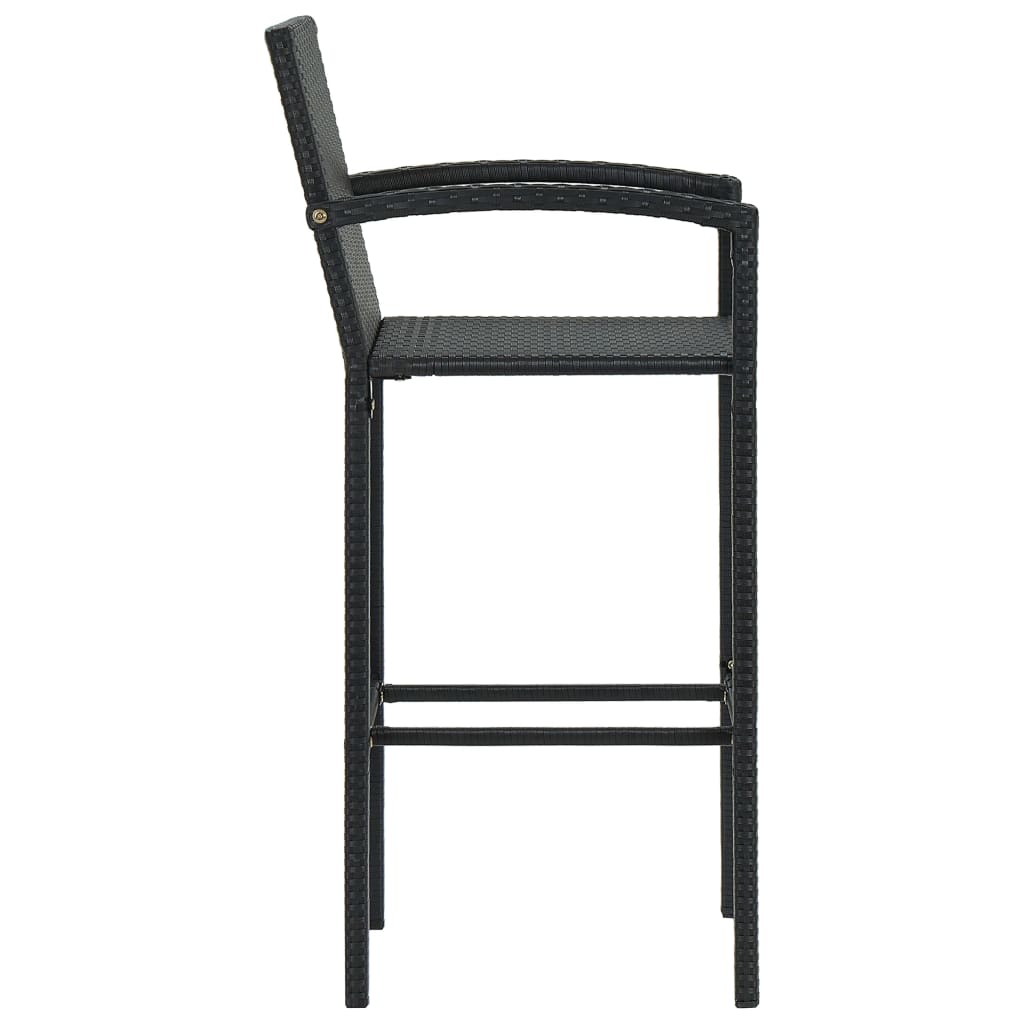 Barkrukken 2 st poly rattan zwart