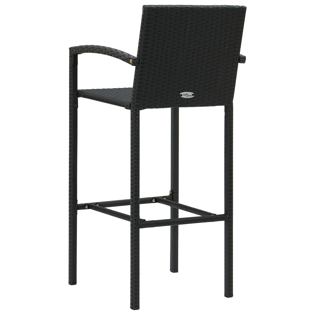Barkrukken 2 st poly rattan zwart