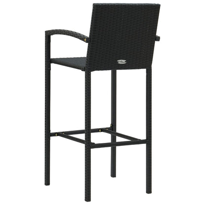 Barkrukken 2 st poly rattan zwart