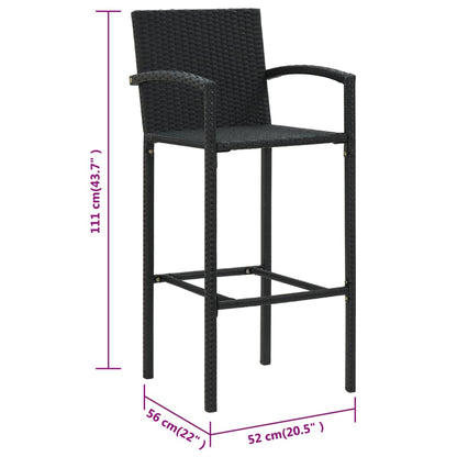 Barkrukken 2 st poly rattan zwart