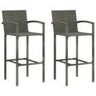 Barkrukken 2 stuks poly rattan grijs
