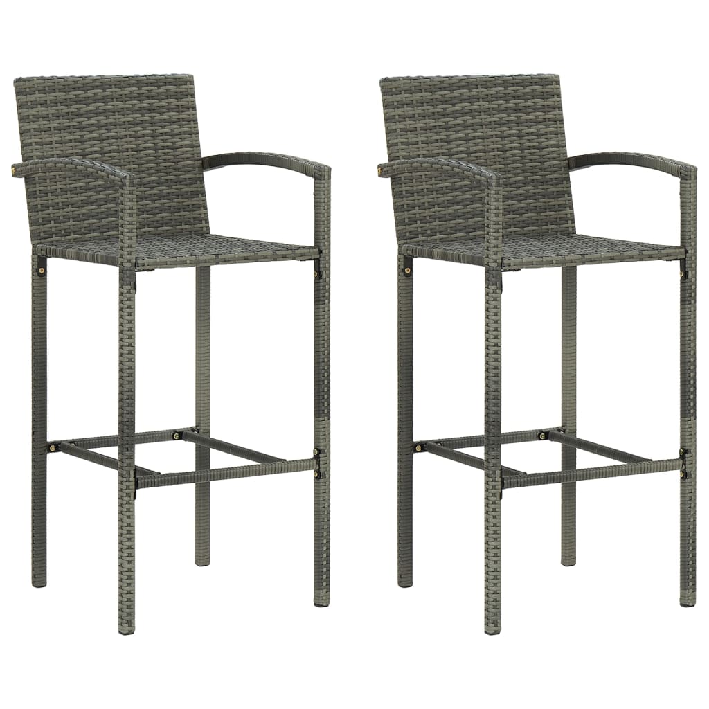 Barkrukken 2 st poly rattan grijs