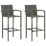 Barkrukken 2 stuks poly rattan grijs