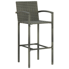 Barkrukken 2 st poly rattan grijs