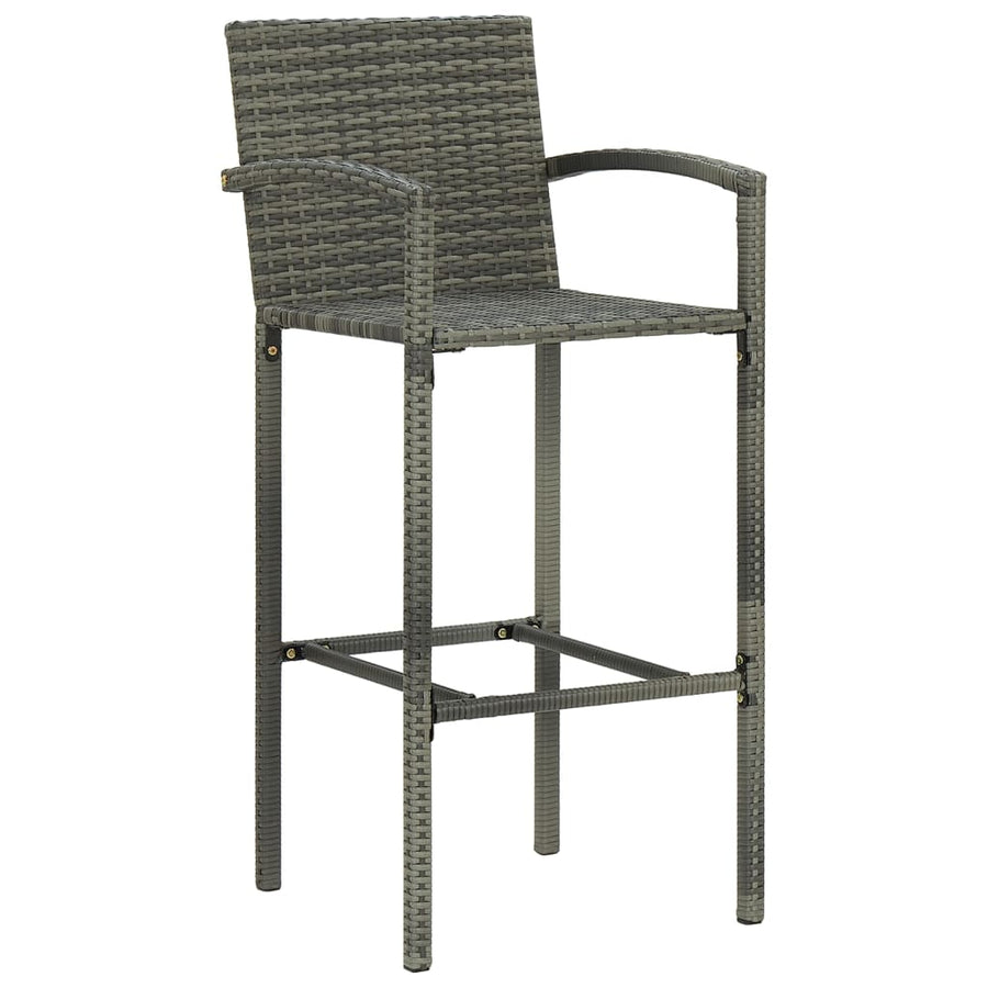 Barkrukken 2 st poly rattan grijs