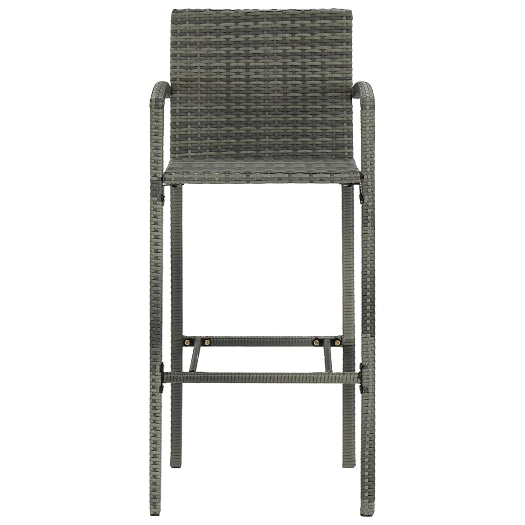 Barkrukken 2 st poly rattan grijs