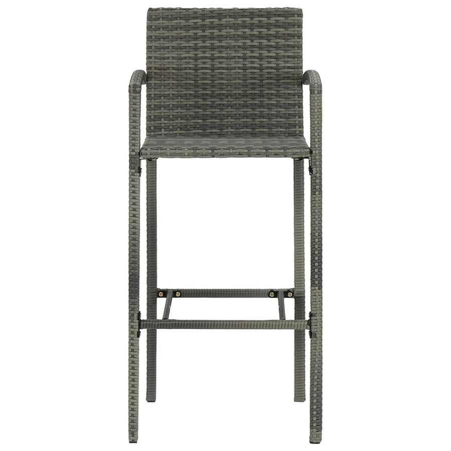 Barkrukken 2 st poly rattan grijs
