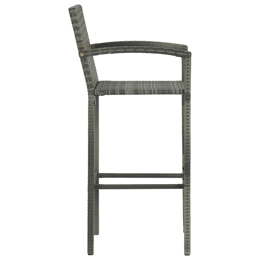 Barkrukken 2 st poly rattan grijs