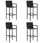 Barkrukken 4 stuks poly rattan zwart