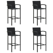 Barkrukken 4 stuks poly rattan zwart