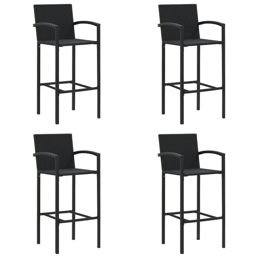Barkrukken 4 st poly rattan zwart