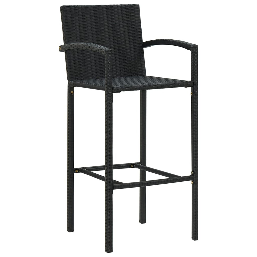 Barkrukken 4 st poly rattan zwart