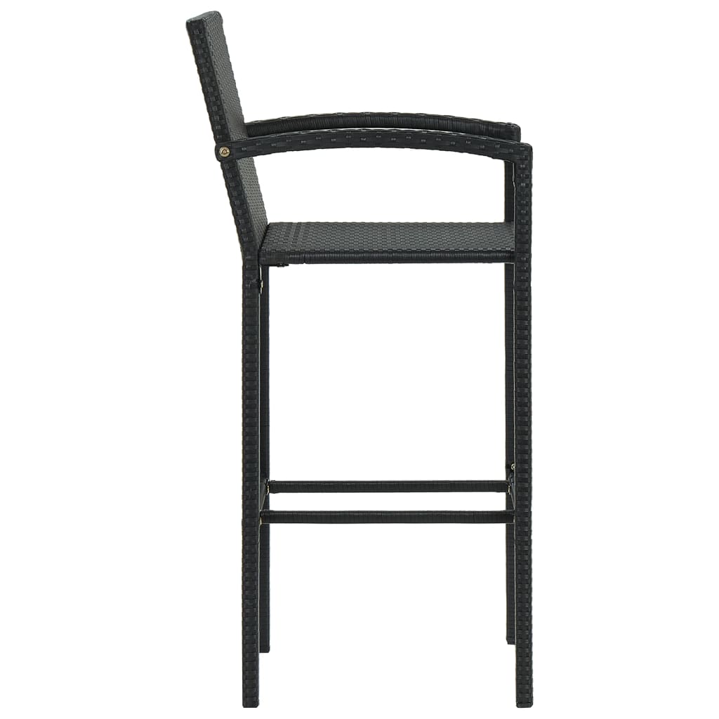 Barkrukken 4 st poly rattan zwart