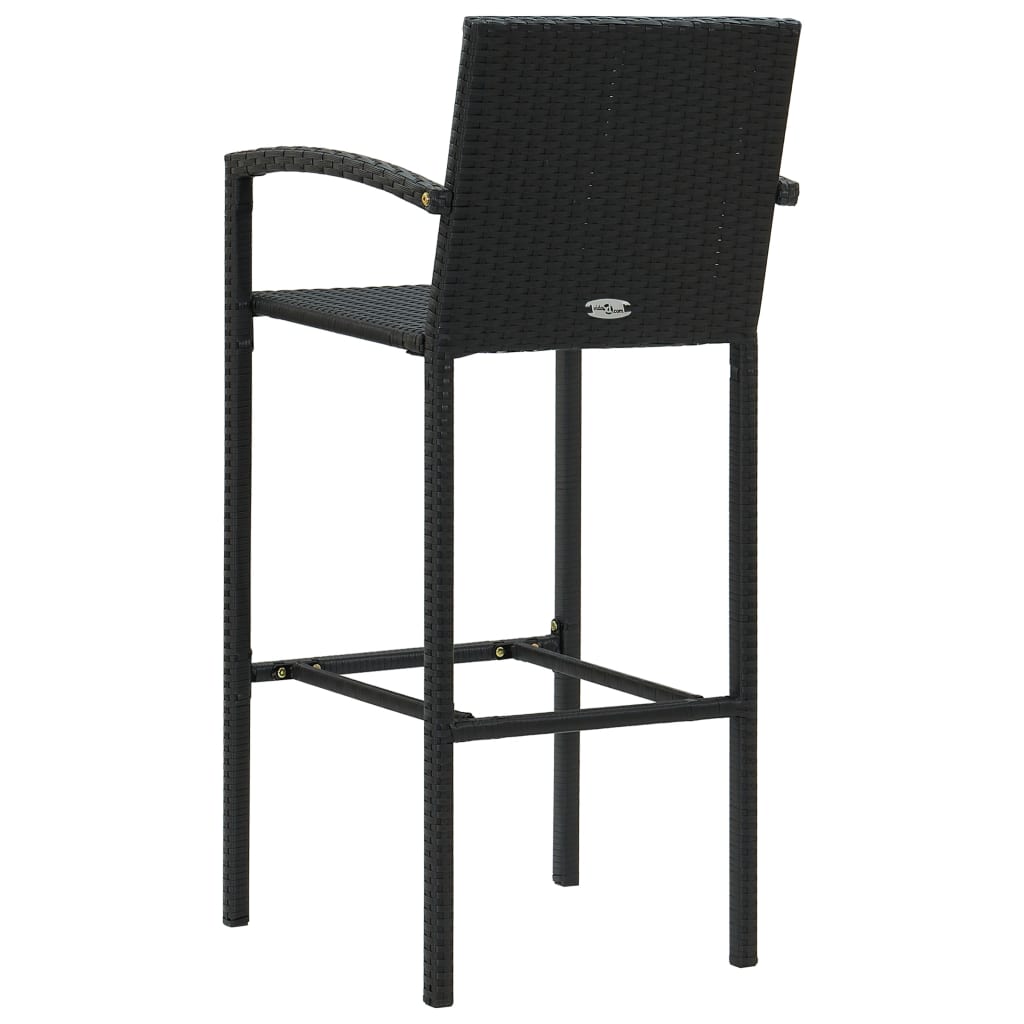 Barkrukken 4 st poly rattan zwart