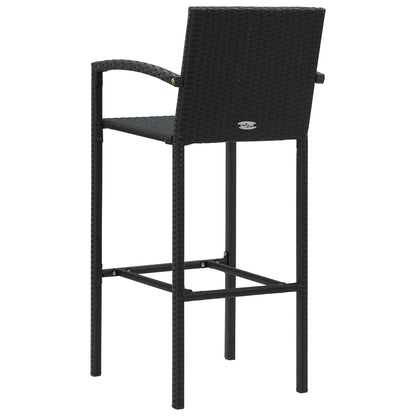 Barkrukken 4 st poly rattan zwart