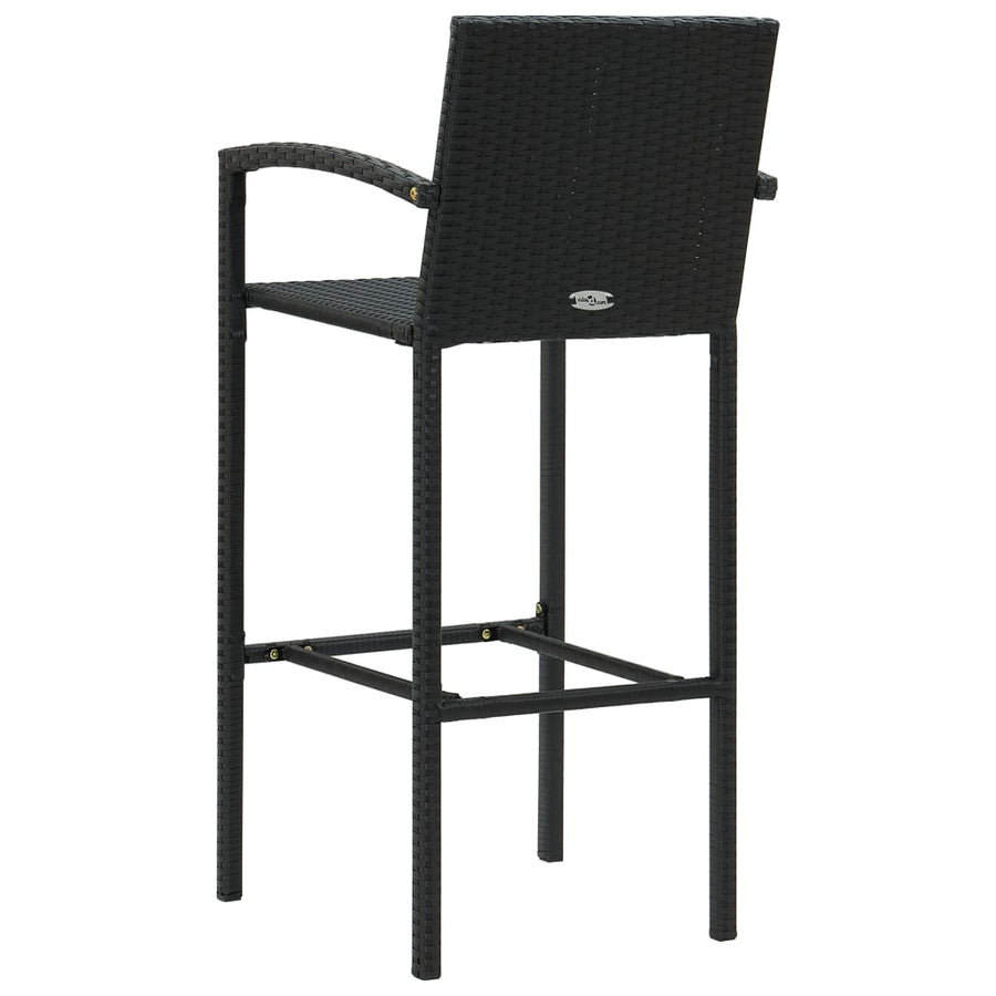 Barkrukken 4 st poly rattan zwart