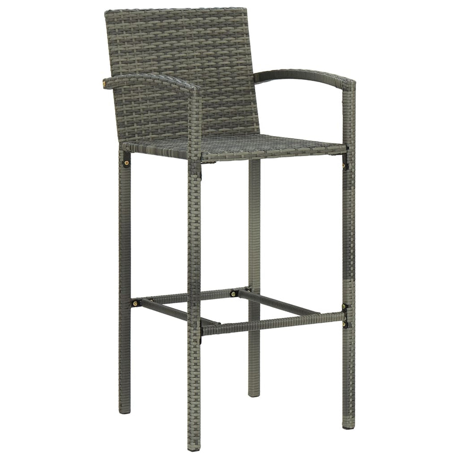 Barkrukken 4 st poly rattan grijs