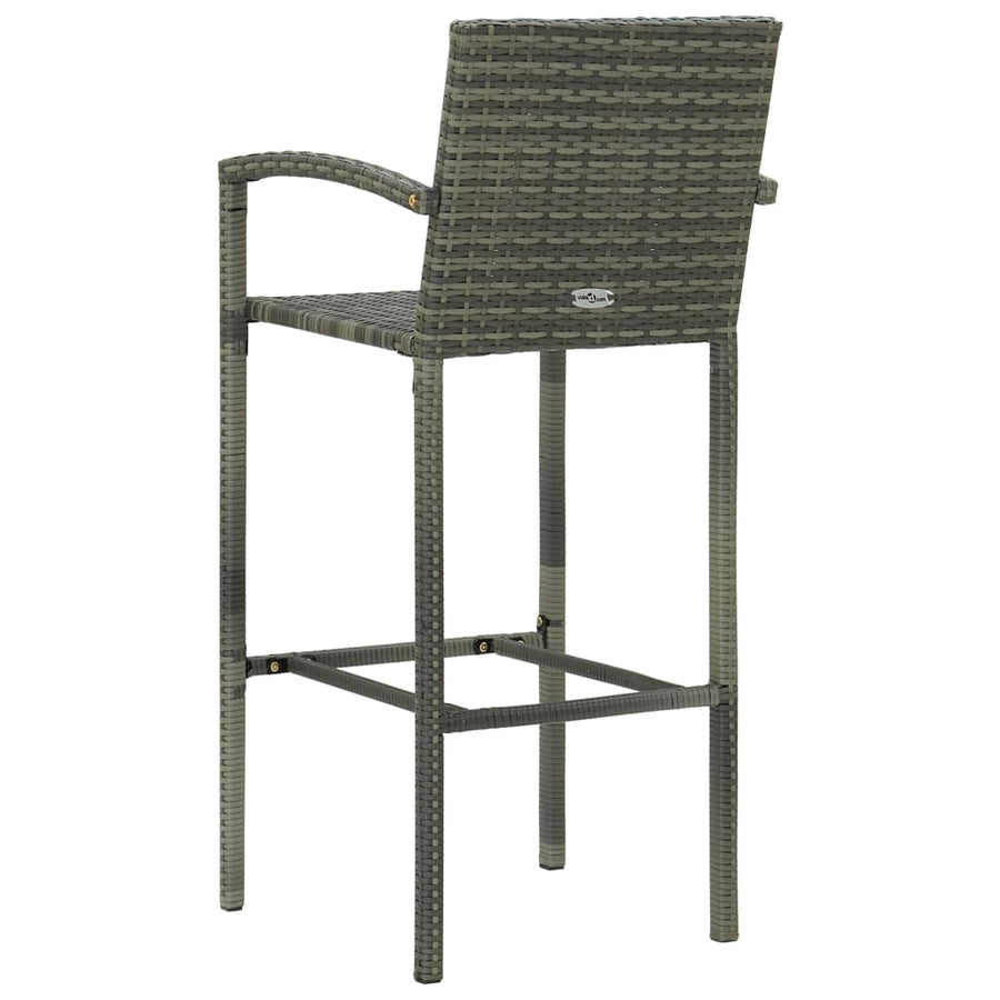Barkrukken 4 st poly rattan grijs