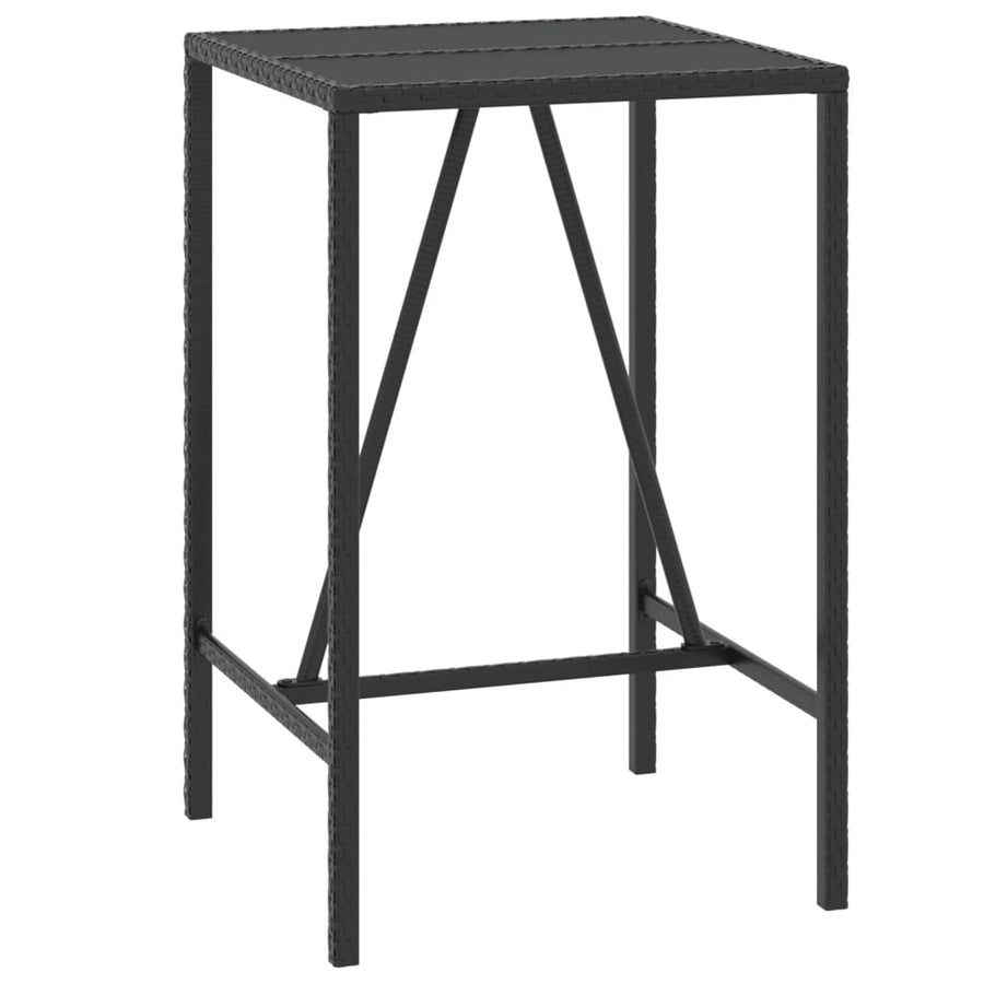 Bartafel Met Glazen Blad Poly Rattan 70 x 70 x 110 cm