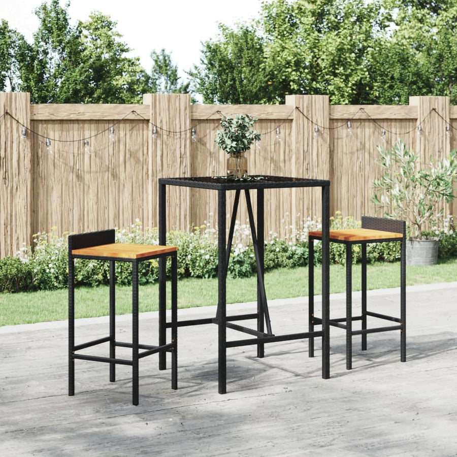 Bartafel Met Glazen Blad Poly Rattan 70 x 70 x 110 cm