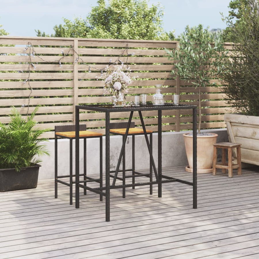 Bartafel Met Glazen Blad Poly Rattan 110 x 70 x 110 cm