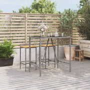 Bar table with glass top 110x70x110 cm poly rattan grey