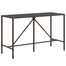 Bartafel Met Glazen Blad 180X70X110 Cm Poly Rattan Bruin