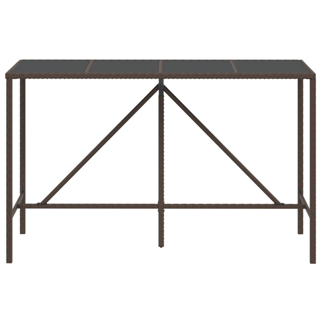 Bartafel Met Glazen Blad 180X70X110 Cm Poly Rattan Bruin