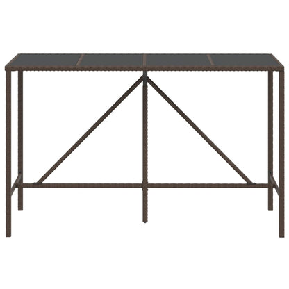 Bartafel Met Glazen Blad 180X70X110 Cm Poly Rattan Bruin