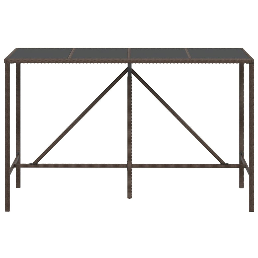 Bartafel Met Glazen Blad 180X70X110 Cm Poly Rattan Bruin