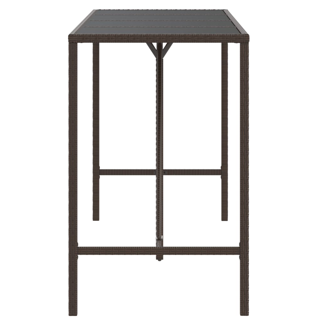 Bartafel Met Glazen Blad 180X70X110 Cm Poly Rattan Bruin