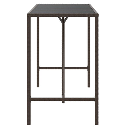 Bartafel Met Glazen Blad 180X70X110 Cm Poly Rattan Bruin