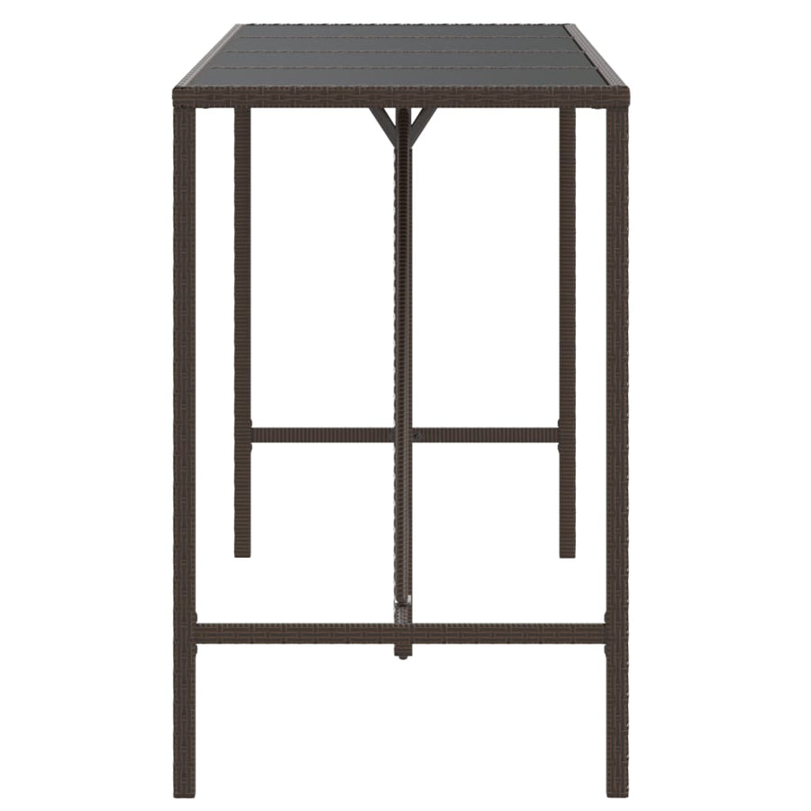 Bartafel Met Glazen Blad 180X70X110 Cm Poly Rattan Bruin