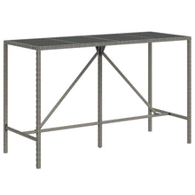 Bartafel Met Glazen Blad 180X70X110 Cm Poly Rattan Grijs