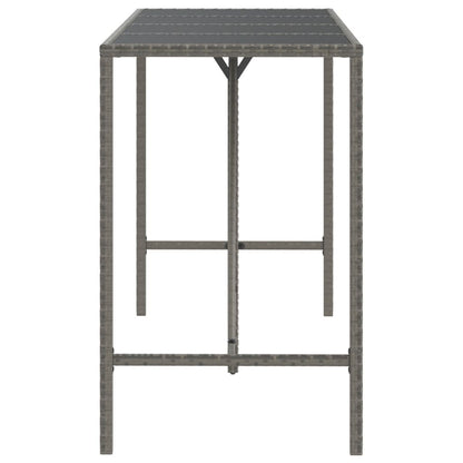 Bartafel Met Glazen Blad 180X70X110 Cm Poly Rattan Grijs
