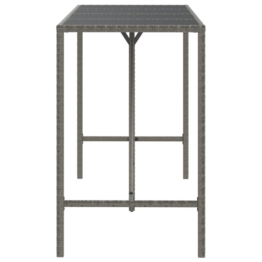 Bartafel Met Glazen Blad 180X70X110 Cm Poly Rattan Grijs