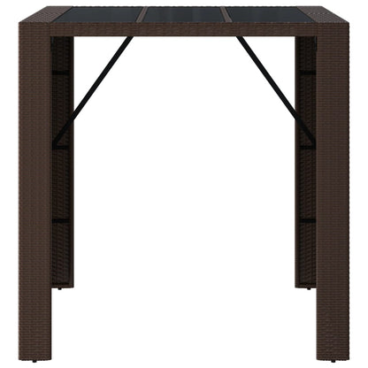 Bartafel Met Glazen Blad 105X80X110 Cm Poly Rattan Bruin