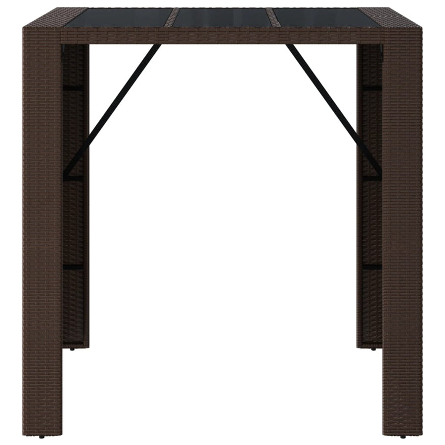 Bartafel Met Glazen Blad 105X80X110 Cm Poly Rattan Bruin