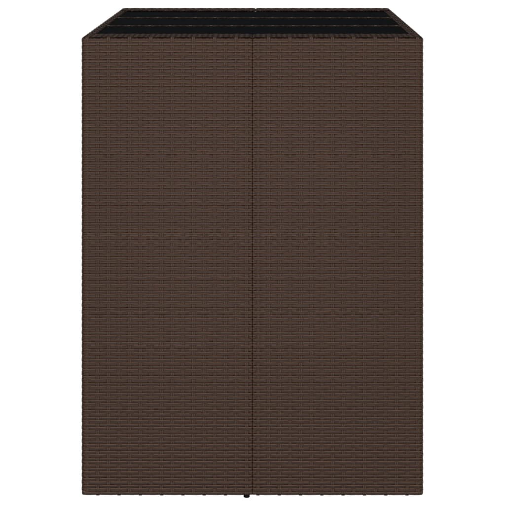 Bartafel Met Glazen Blad 105X80X110 Cm Poly Rattan Bruin