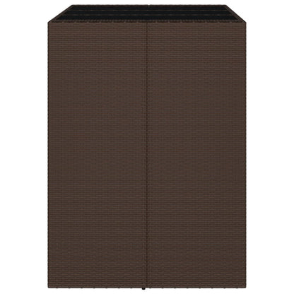 Bartafel Met Glazen Blad 105X80X110 Cm Poly Rattan Bruin