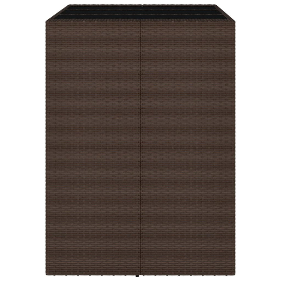 Bartafel Met Glazen Blad 105X80X110 Cm Poly Rattan Bruin