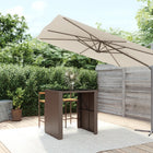 Bartafel 105x80x110 cm poly rattan bruin glas