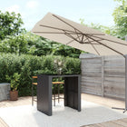 Bartafel 105x80x110 cm poly rattan glas zwart